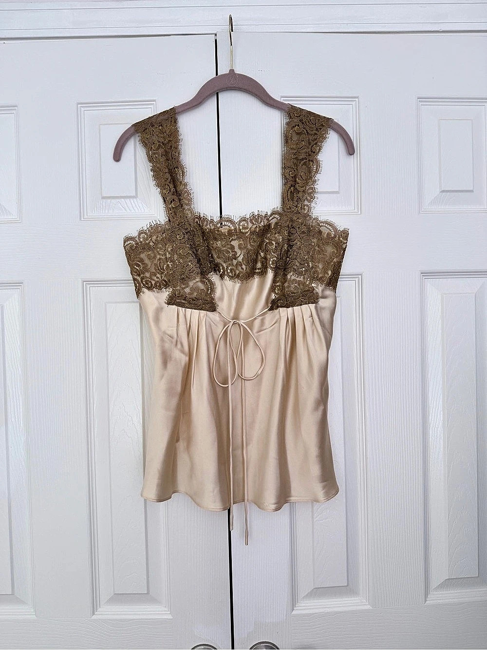 Anne Klein Silk Lace Camisole in Beige Size 12 EUC